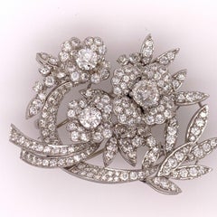 Retro Platinum 11 Carat Natural Old Euro Diamond Brooch and Pendant Circa 1940