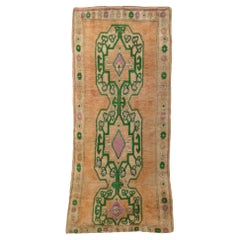 Apricot and Emerald Midcentury Boujad Rug 4' xx 8'10