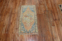 Apricot Blue Vintage Turkish Oushak Mat Rug
