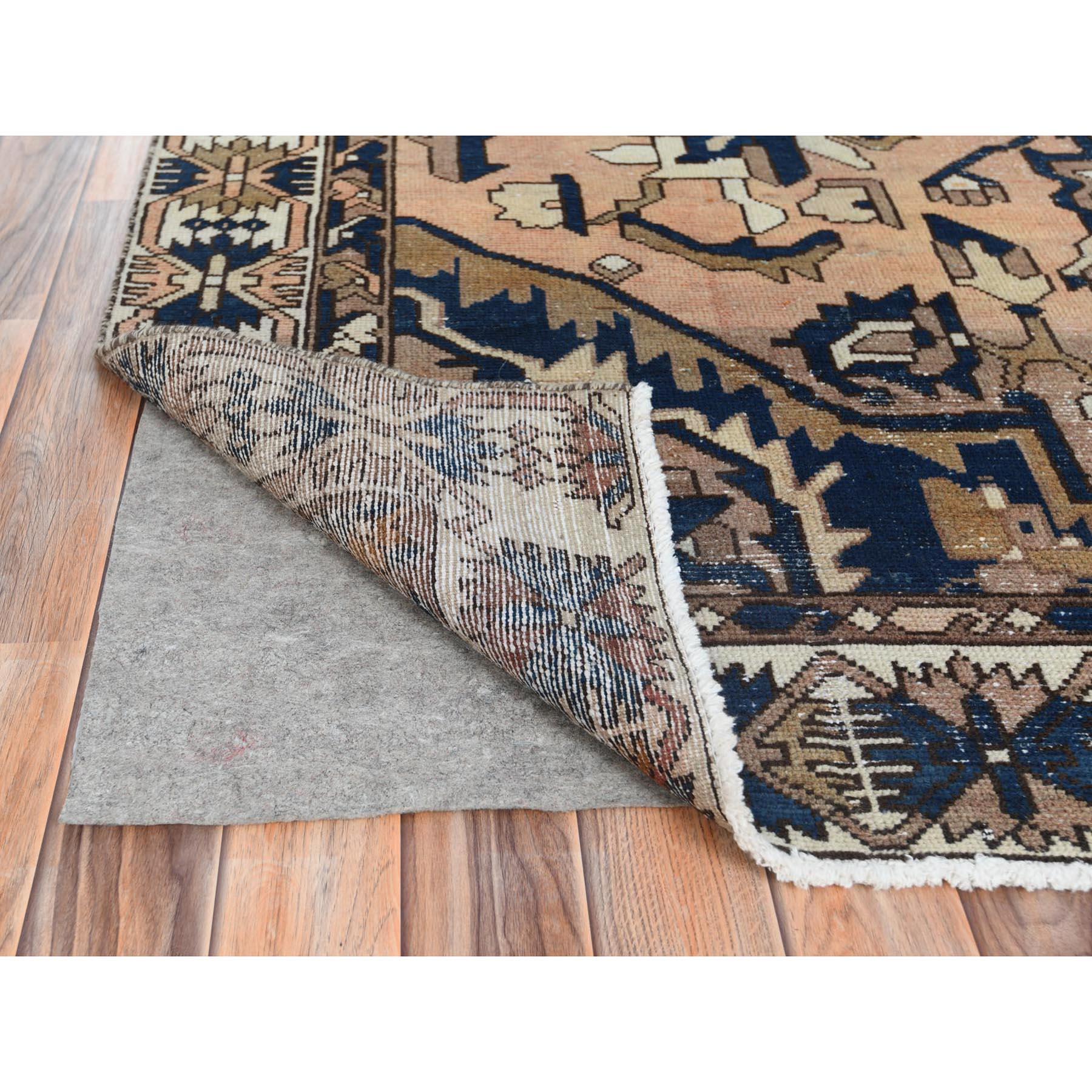 Apricot Color, Hand Knotted Vintage Northwest Persian, Worn Wool Distressed Rug In Good Condition In Carlstadt, NJ