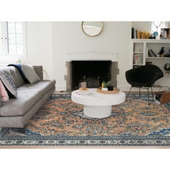 Apricot Color, Worn Wool Hand Knotted, Vintage Persian Bibikabad, Distressed Rug
