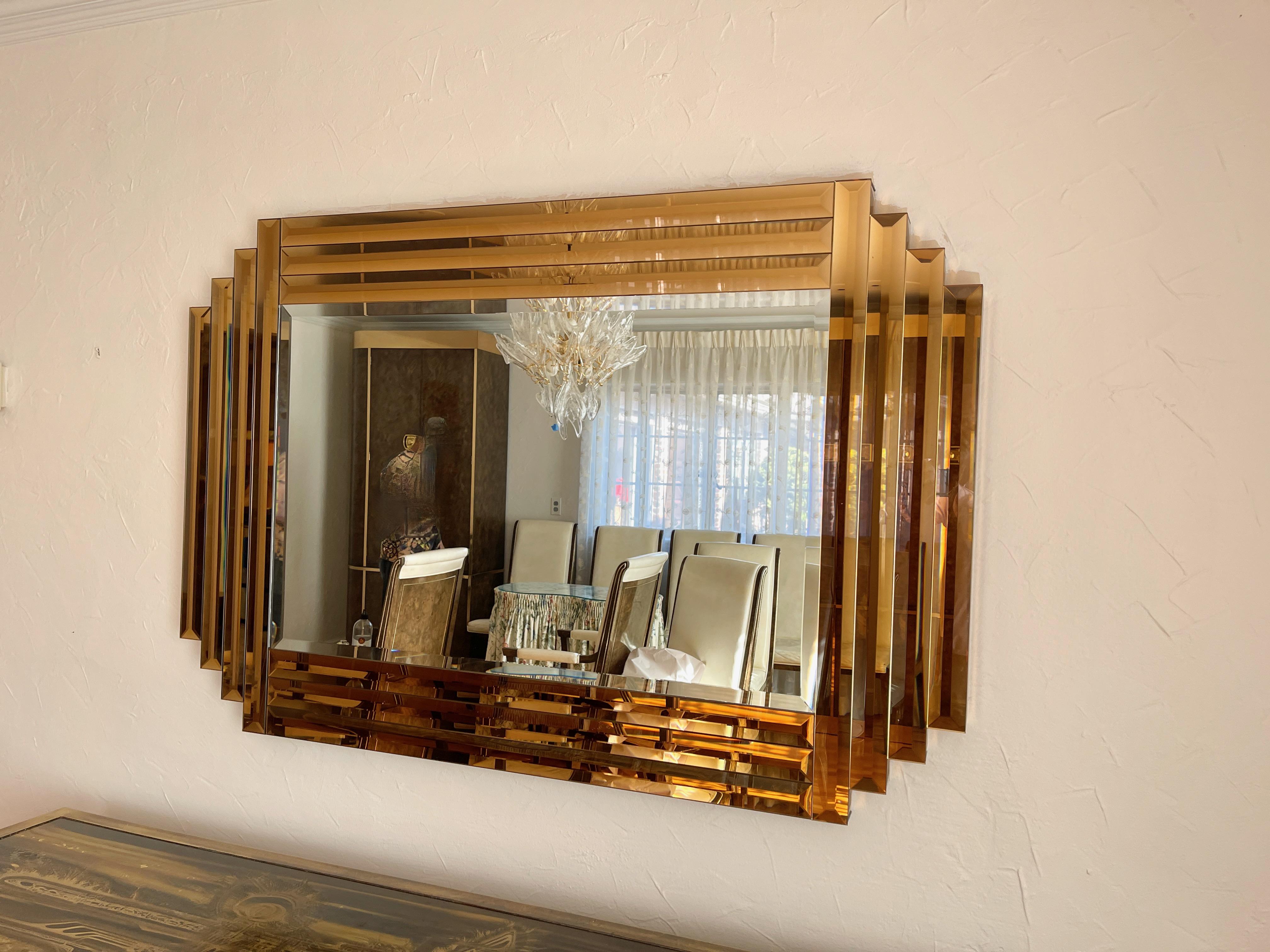 Américain Miroir Ziggurat or abricot en vente