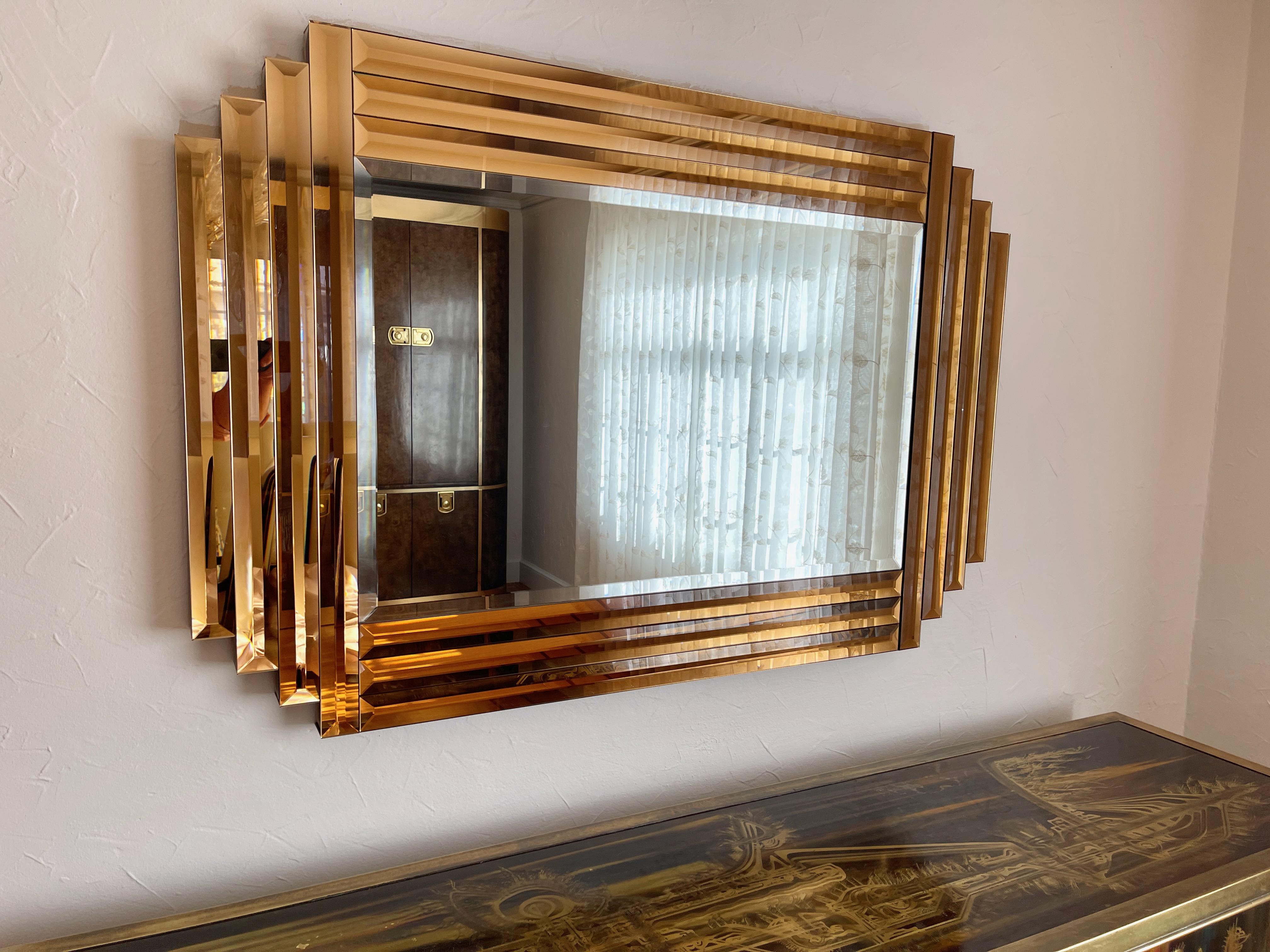 Biseauté Miroir Ziggurat or abricot en vente