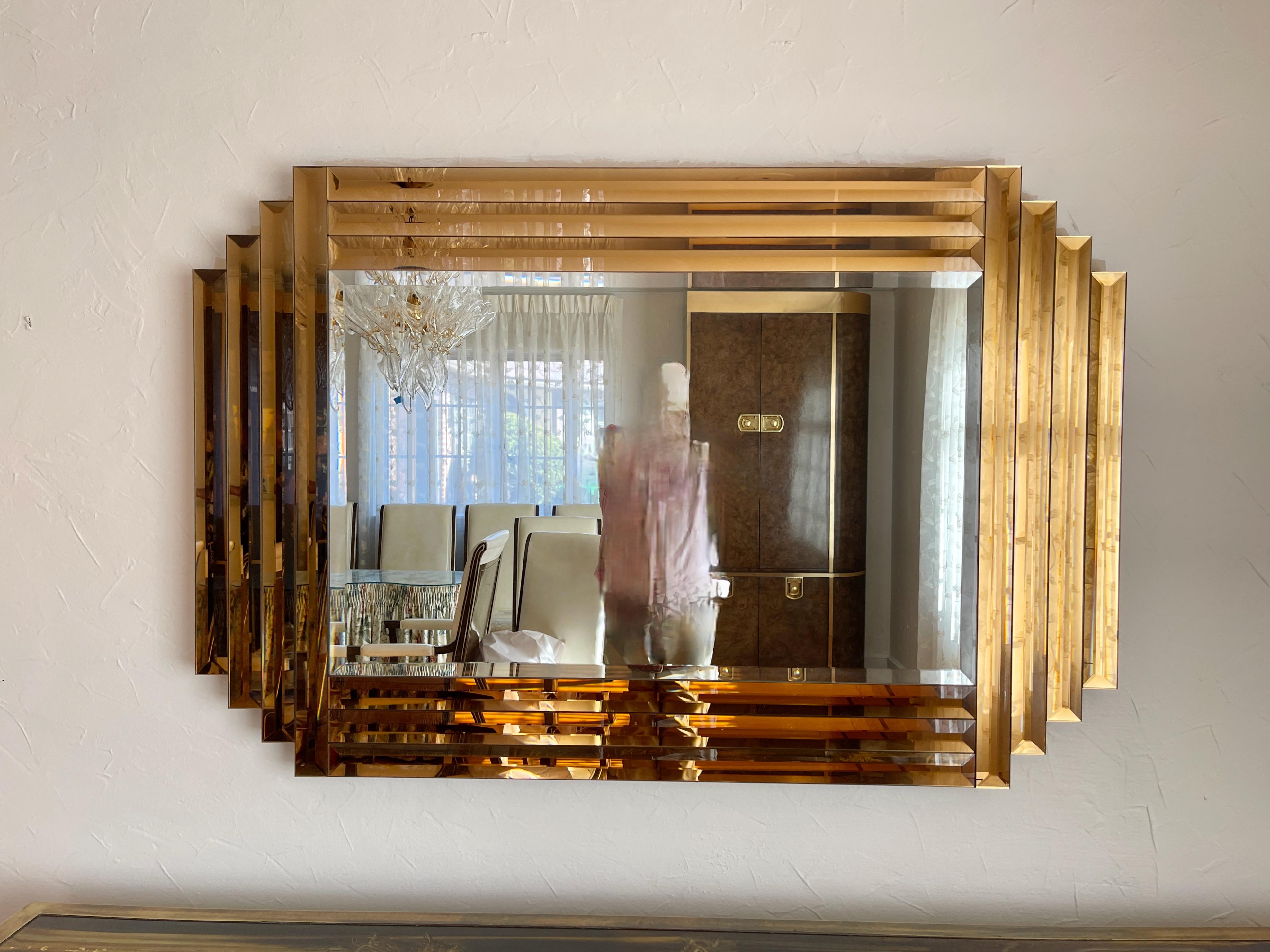 Miroir Ziggurat or abricot Bon état - En vente à Hanover, MA