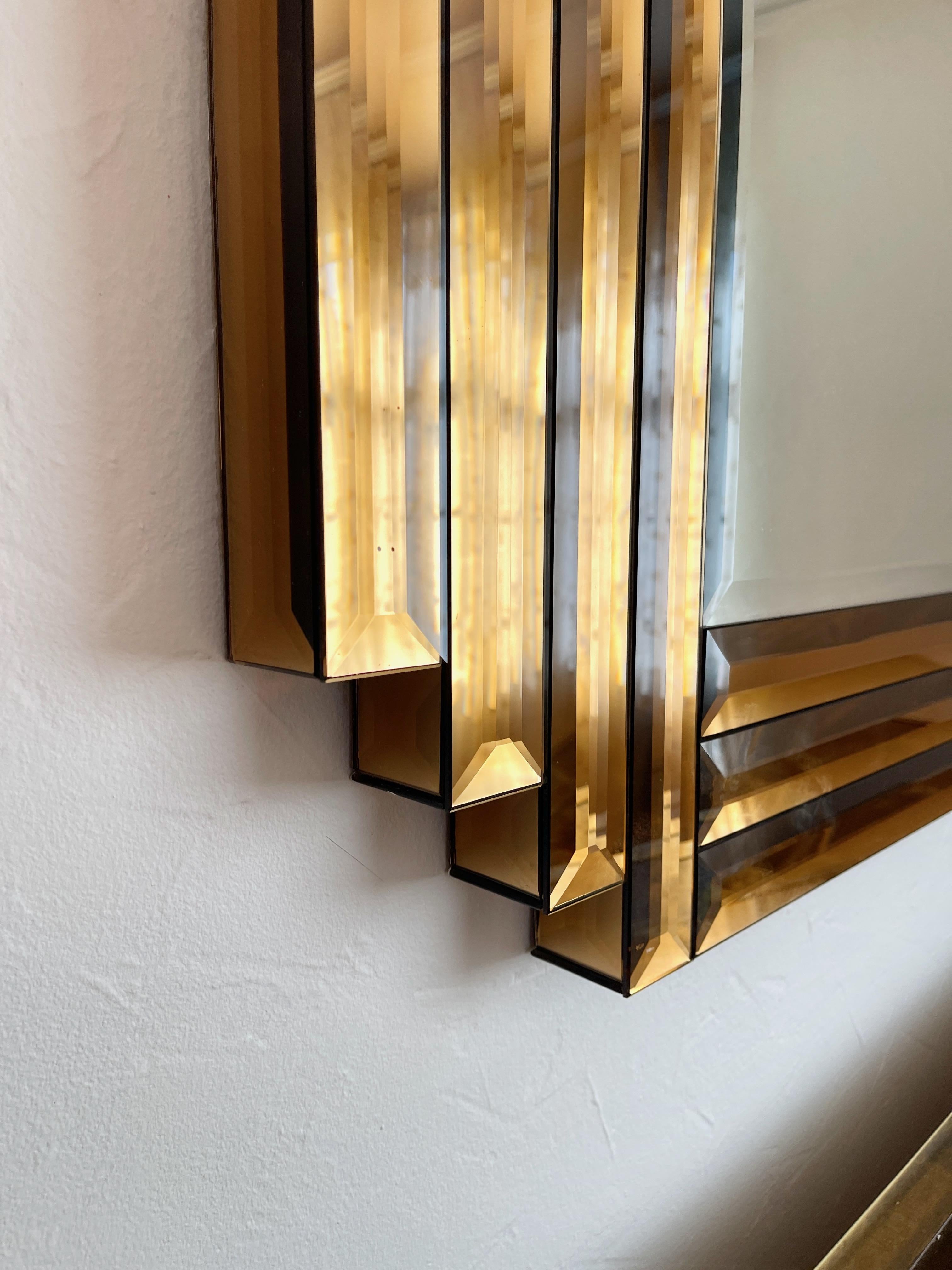 Fin du 20e siècle Miroir Ziggurat or abricot en vente