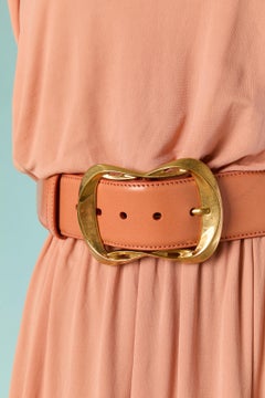 Apricot jersey sleeveless dress with leather belt ALEXANDER McQUEEN