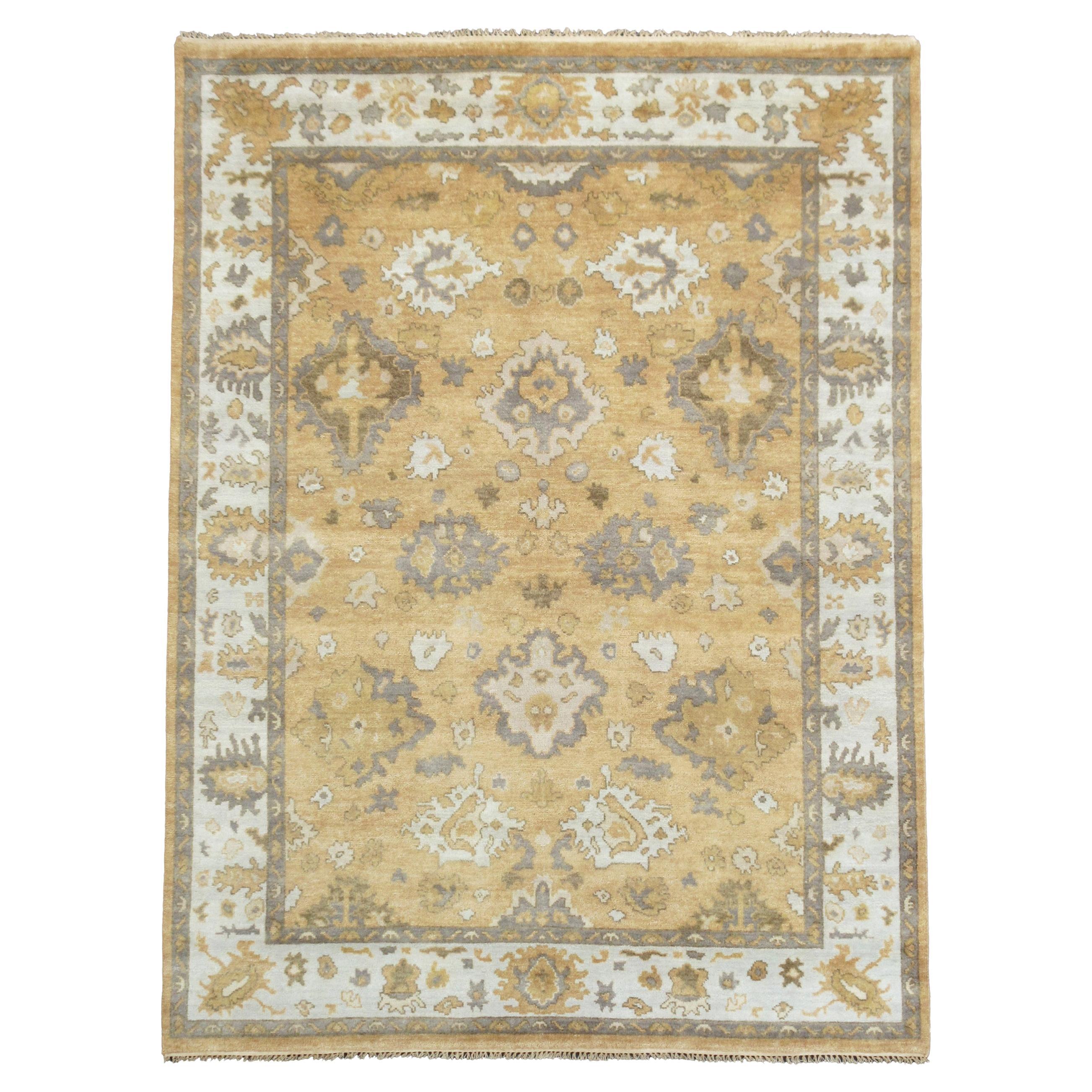 Apricot Oushak Area Rug For Sale