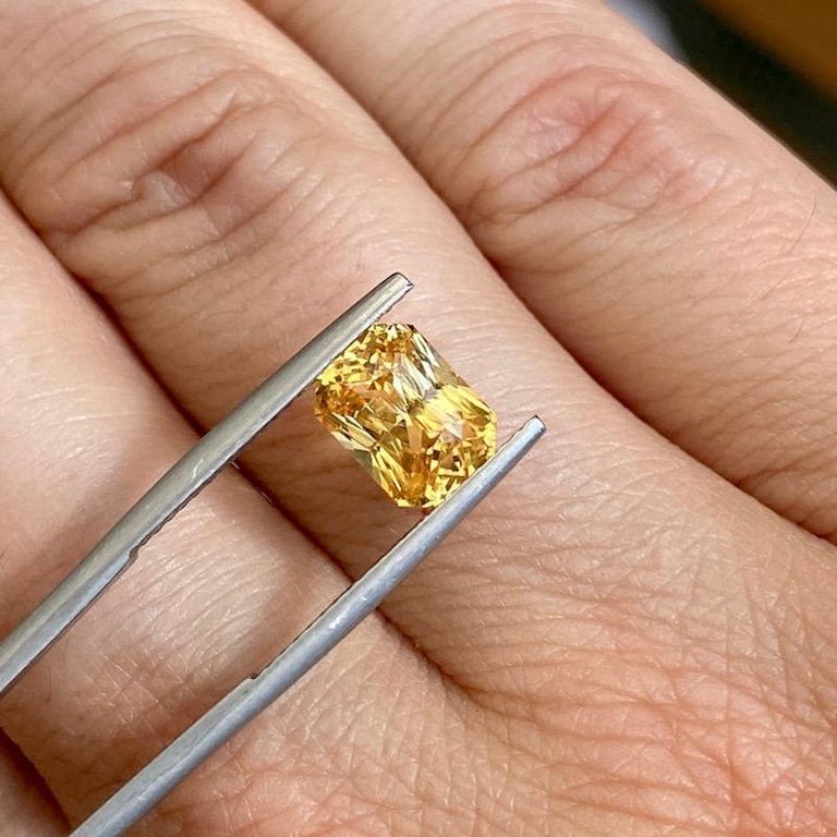 Apricot Sapphire 3.14 Ct Radiant Cut Unheated Ceylon, Loose Gemstone