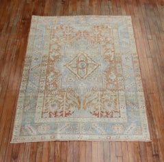 Zabihi Collection Apricot Soft Blue Persian Heriz Rug