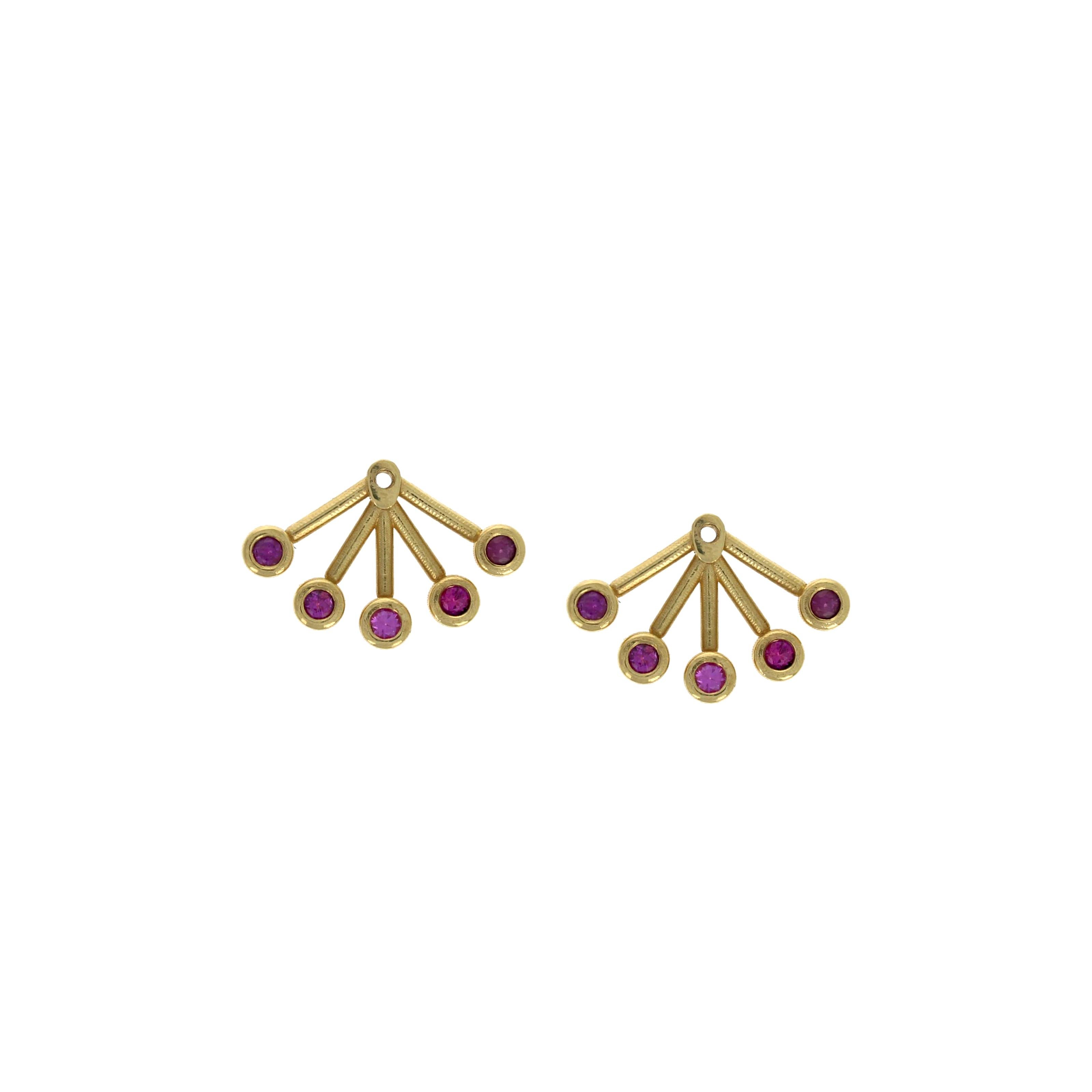 Contemporary April 18 Karat Yellow Gold Pink Sapphire Earring Jackets