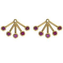 April 18 Karat Yellow Gold Pink Sapphire Earring Jackets