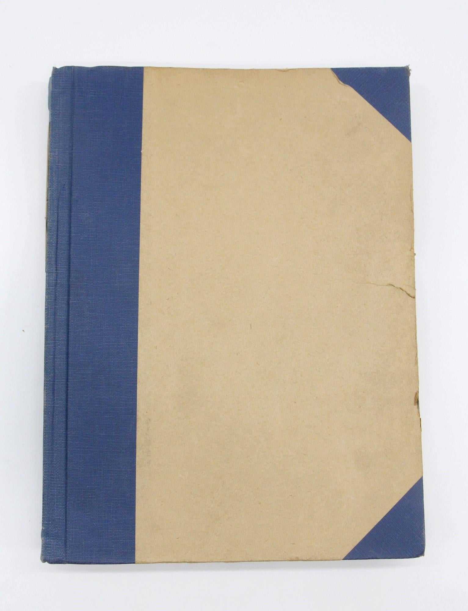 New York Daily News volume book with a tan and blue cover. Collection of bound newspapers from April, 1944. Features WWII news photos as well as photos of pop culture and celebrities.