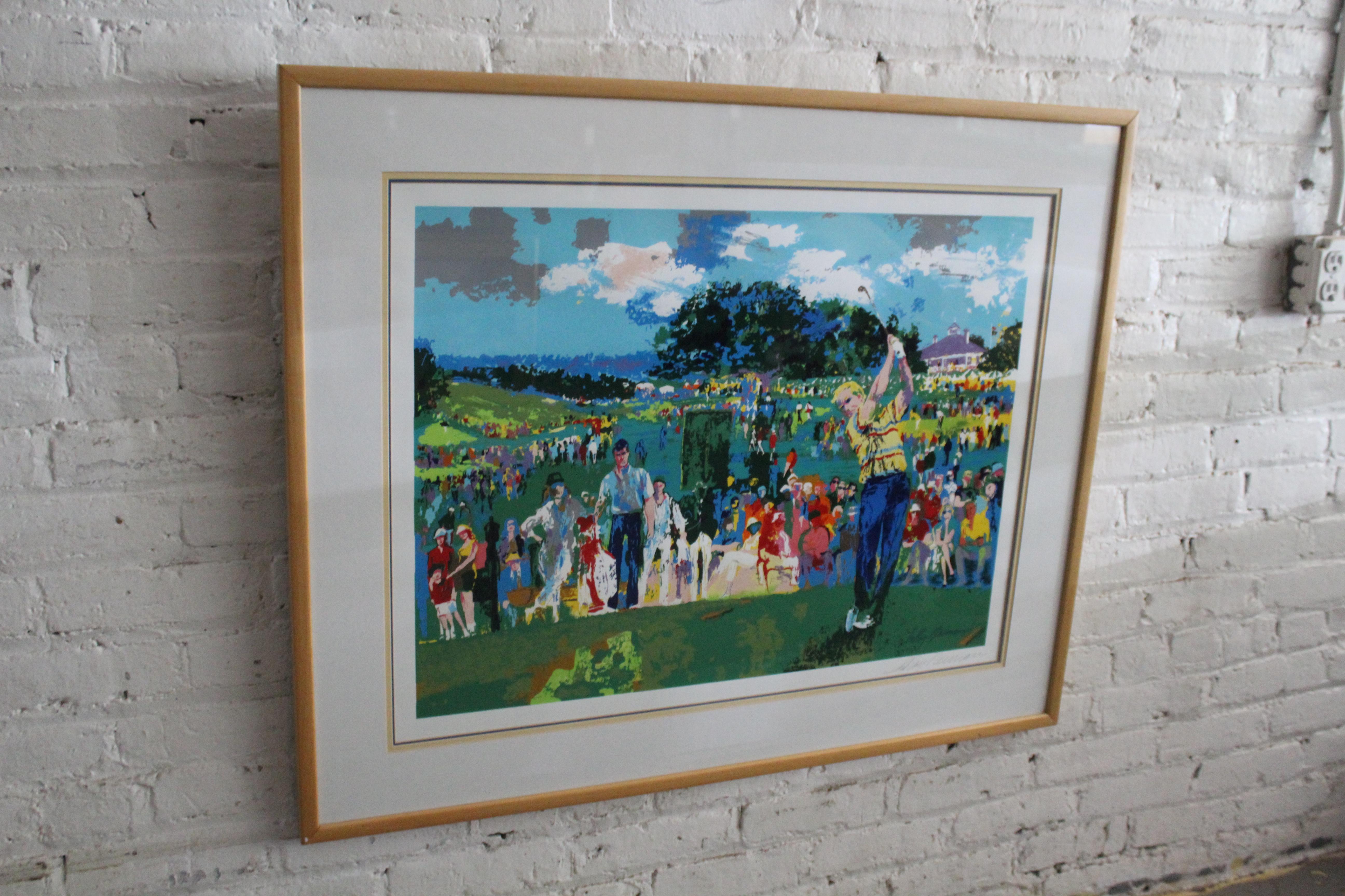 Give any space a sporty sense of excitement with this magnificent hand-signed silkscreen print by the “Father of Contemporary Sport Art”, Olympic artist, LeRoy Neiman. Featuring the iconic greens of Augusta National Golf Club and the powerful swing