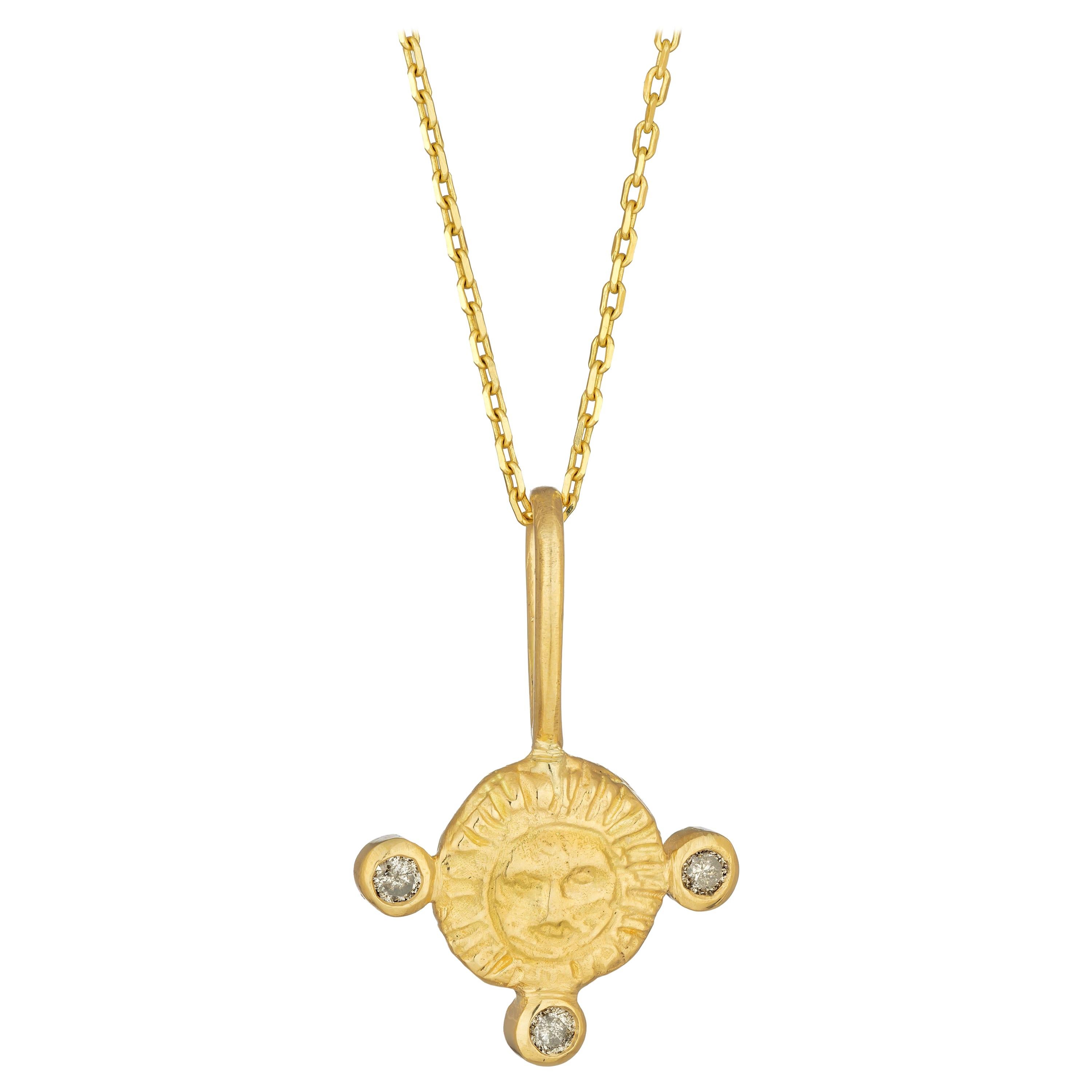 April Birthstone Pendant Necklace with Diamond, 18 Karat Yellow Gold For Sale