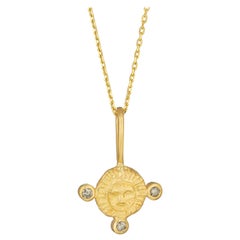 April Birthstone Pendant Necklace with Diamond, 18 Karat Yellow Gold