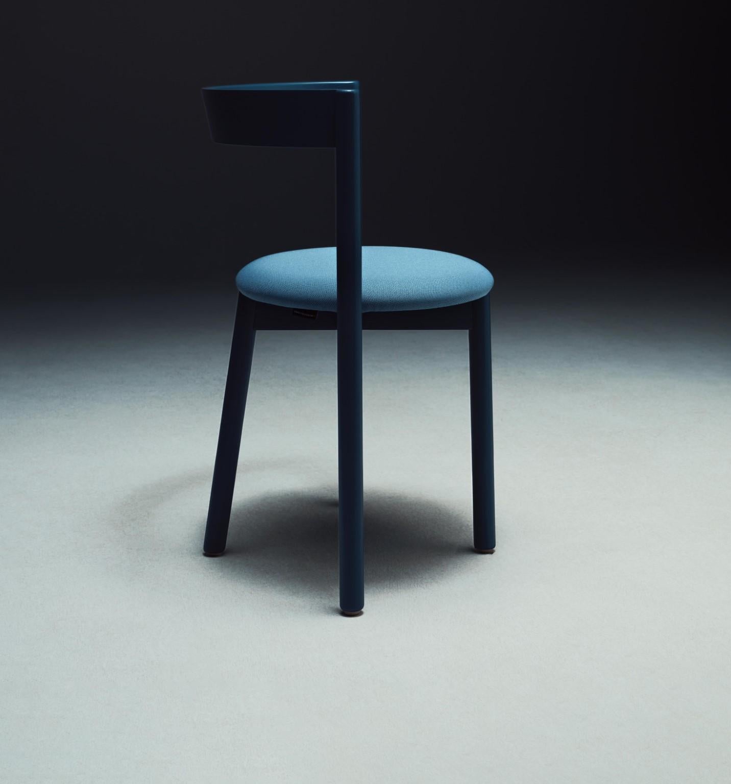 April chair by Neri&Hu
Dimensions: W 55.8 x D 46 x H 73 cm
Materials: Chair, dark green/black/coral/light blue stain on ash structure

Based on the ancestral know-how of the craftsman carpenters of La Manufacture, Neri Hu's solid wood chair