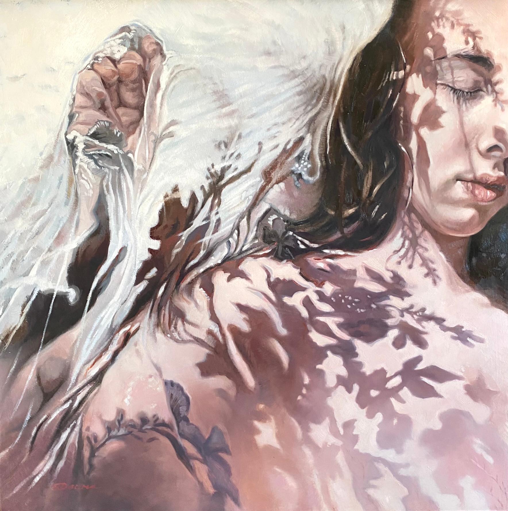 'Bloom in the Broken' di April Dawes, pittura a olio su pannello di betulla in vendita 8