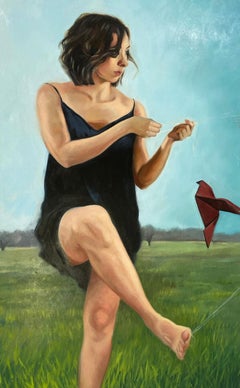 "Flight Masquerade" by April Dawes; Framed 24" x 36" Oil Painting on Panel, 2022