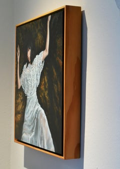 « Shatter » d'April Dawes ; huile sur panneau de bouleau, encadrée, 20" x 20" ; figurative, 2021