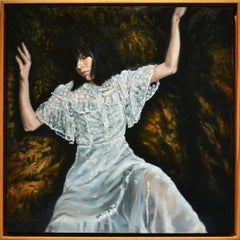 « Shatter » d'April Dawes ; huile sur panneau de bouleau, encadrée, 20" x 20" ; figurative, 2021