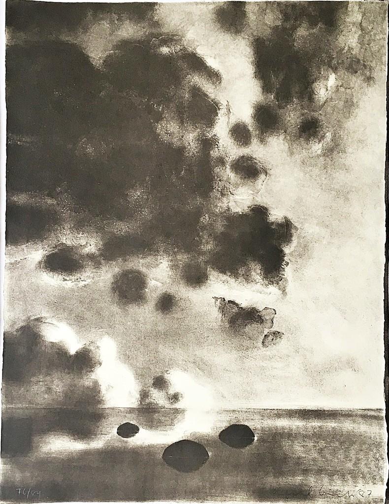 April Gornik
Remember the Sabbath Day (The Fourth Commandment), 1987
2 Color Lithograph on Dieu Donne handmade paper with deckled edges
24 × 18 inches
Signed and numbered AP 12/15, aside from the regular edition of 84
Printed by James Miller and