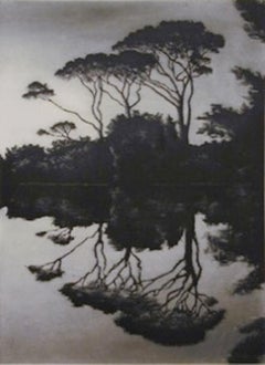 Mirrored Trees (B&W REFLECTION OF TREES IN WATER LANDSCAPE)