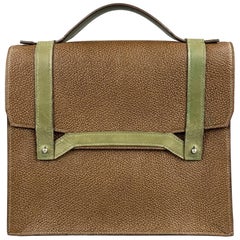 APRIL in PARIS Brown & Olive Textured Leather Bag