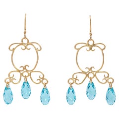 April in Paris Designs Gold Vermeil Chandelier Earrings with Swarovski Crystals