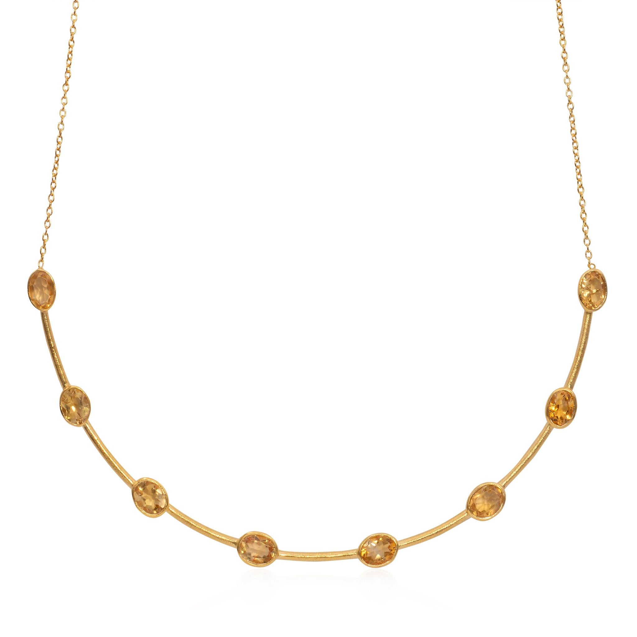 Briolette Cut April in Paris Designs Gold Vermeil Blue Topaz Choker Necklace  For Sale