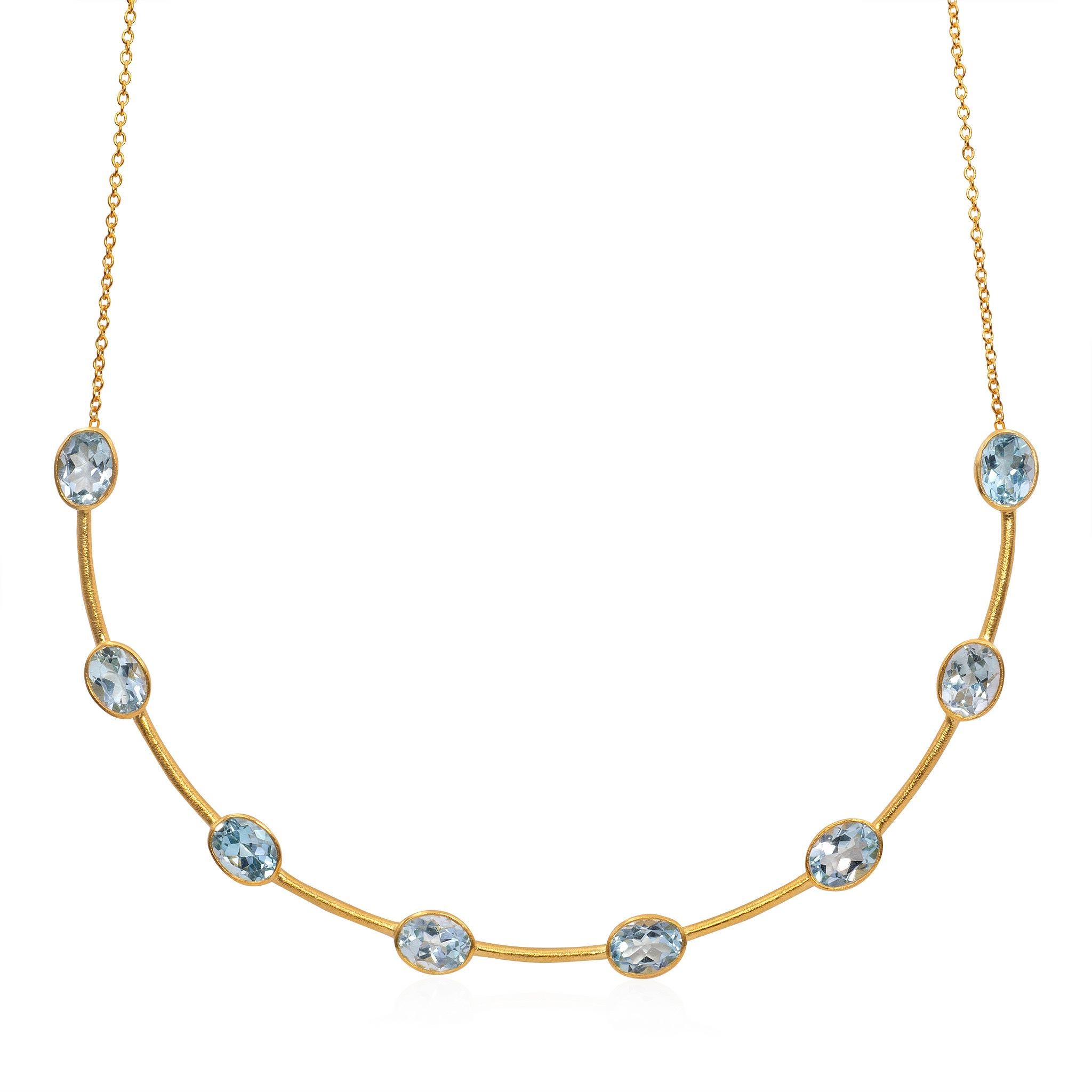 Briolette Cut April in Paris Designs Gold Vermeil Golden Amber Choker Necklace  For Sale