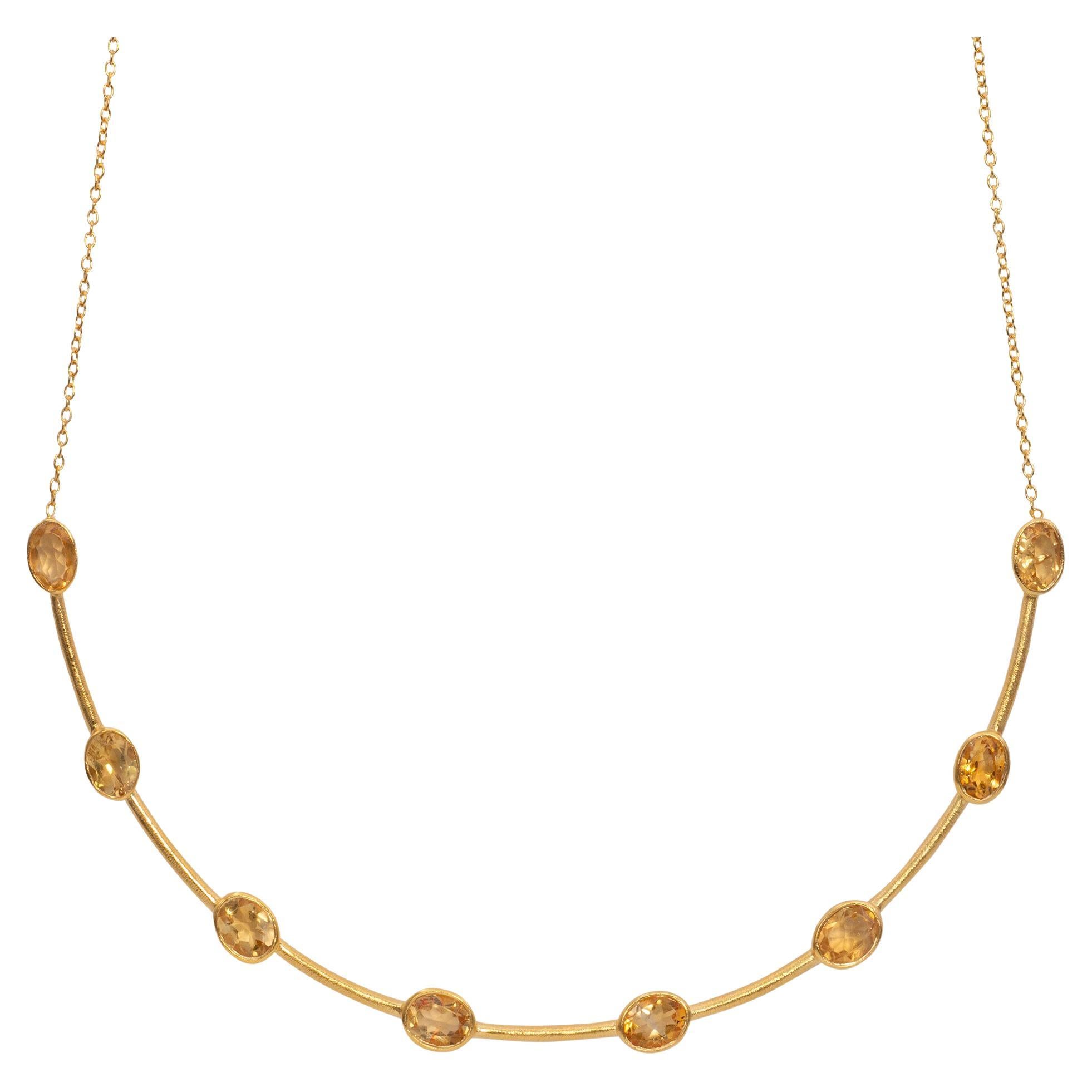 April in Paris Designs Gold Vermeil Golden Amber Choker Necklace  For Sale
