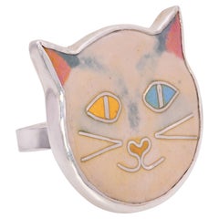 April in Paris Designs "Kitty Kat Ring" Enamel Hand Painted Ring