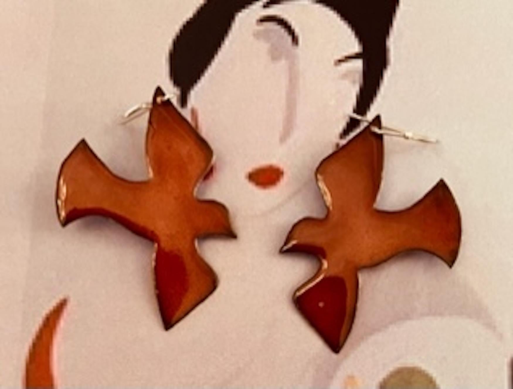 Beautiful Red Dove Hand Painted Enamel Earrings. Look radiant in these earrings designed by Merideth McGregor. 