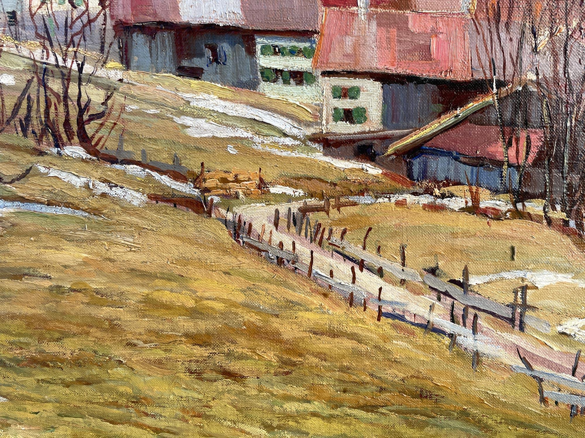 Avril dans les montagnes - Huile sur toile de Fritz Schwaiger - 1920 en vente 2