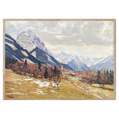 Used April in the mountains – Oil on Canvas by Fritz Schwaiger - 1920