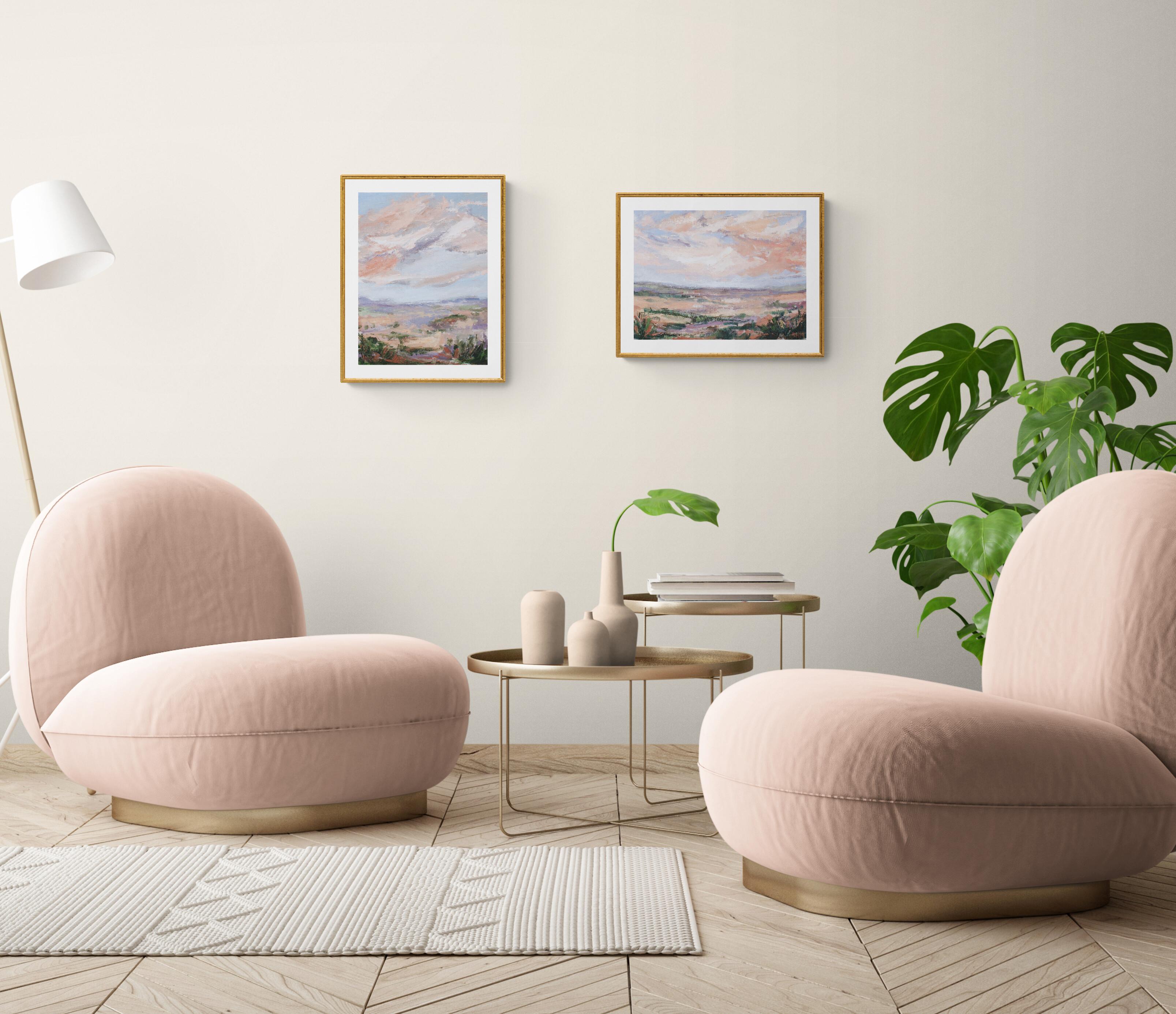 Horizonte desértico I, pintura al óleo original firmada Paisaje impresionista en venta 4
