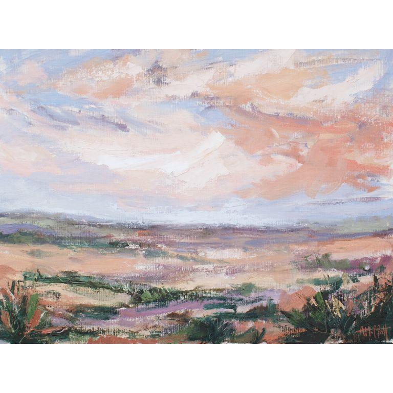 Horizon du désert I, peinture à l'huile impressionniste originale signée