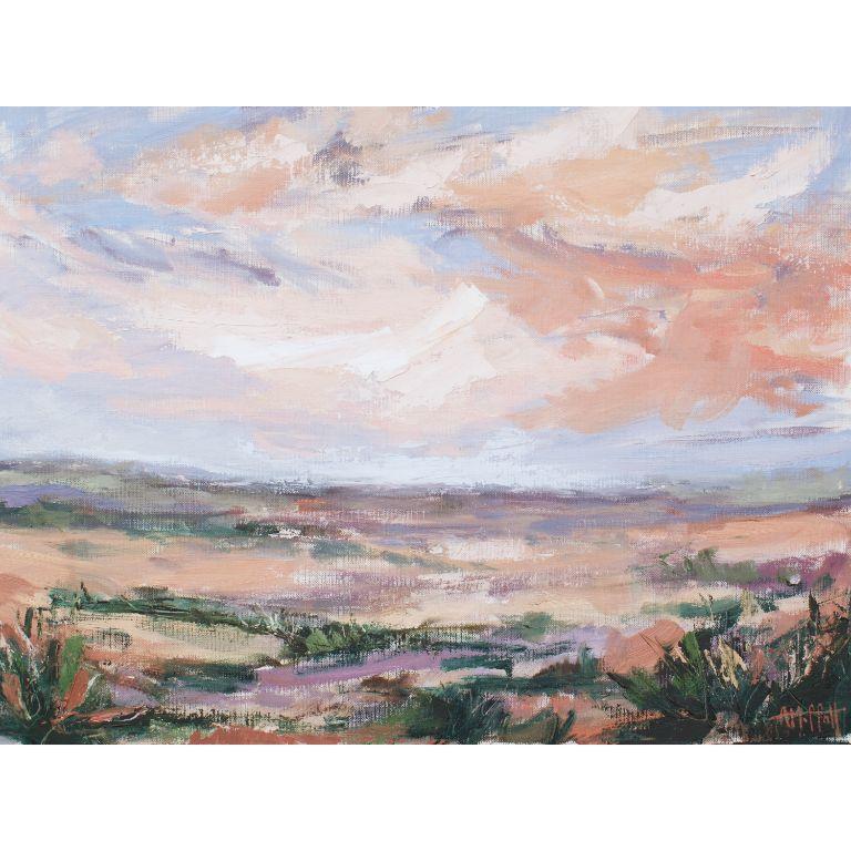 Landscape Painting de April Moffatt - Horizonte desértico I, pintura al óleo original firmada Paisaje impresionista
