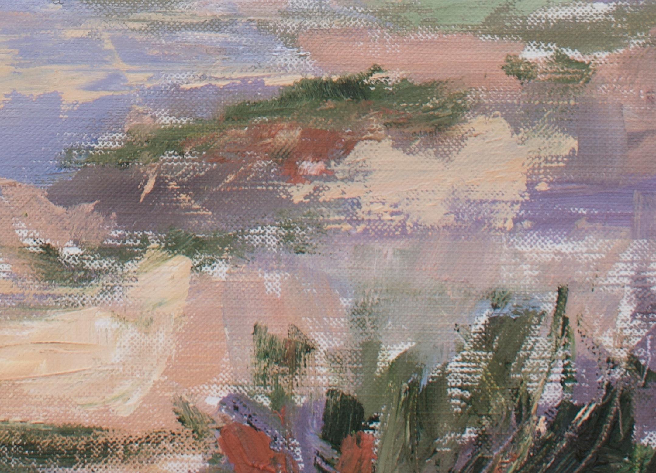 Orizzonte del deserto II, dipinto ad olio di paesaggio impressionista originale firmato - Painting Impressionismo astratto di April Moffatt