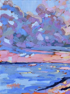 Fort Myers Beach Evening Walk, Original Contemporary Impressionist Landscape