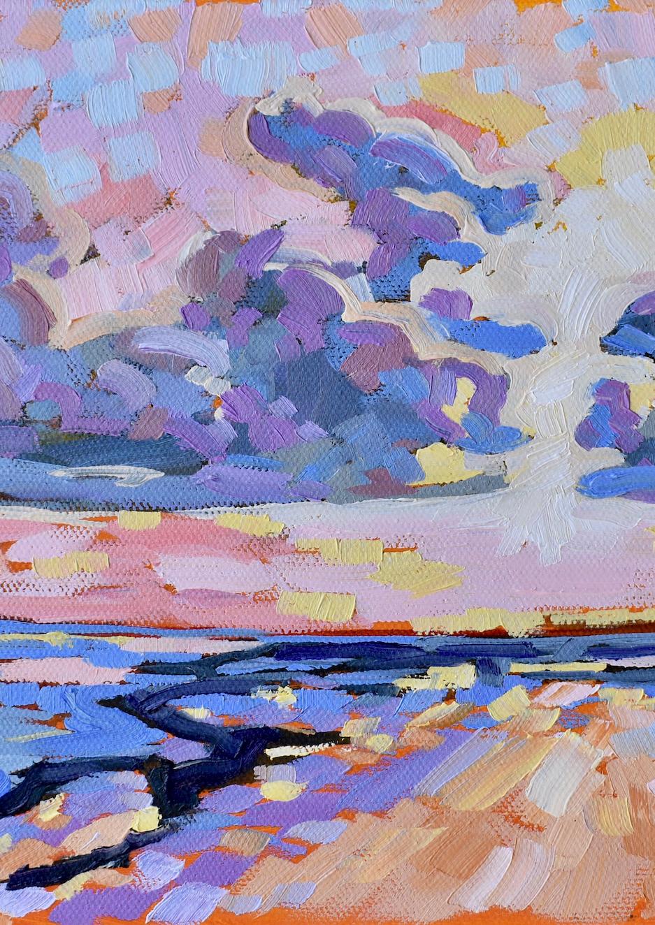 Fort Myers Strand-Abendspaziergang, Original zeitgenössische impressionistische Landschaft (Abstrakter Impressionismus), Painting, von April Moffatt