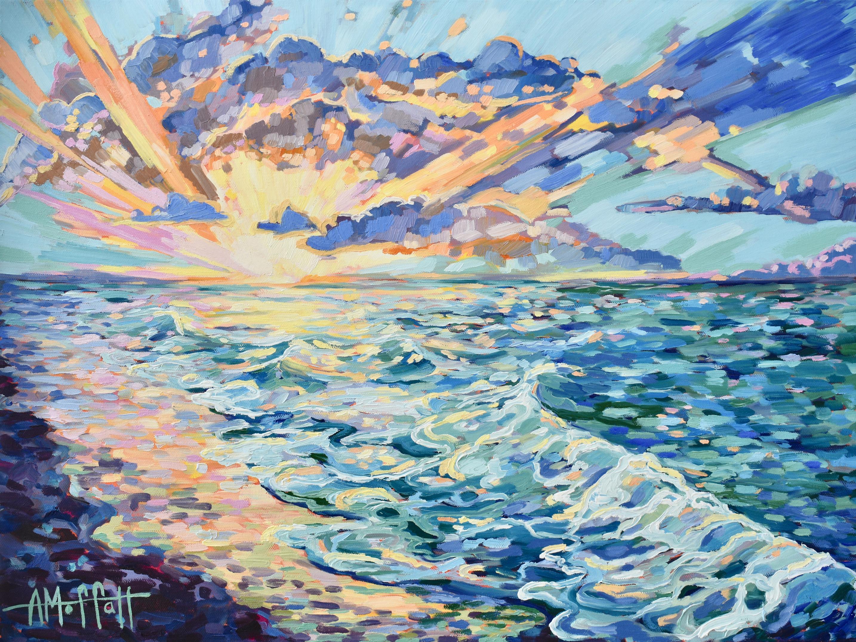 Landscape Painting de April Moffatt - Paraíso en la Costa del Golfo, pintura original de paisaje impresionista contemporáneo