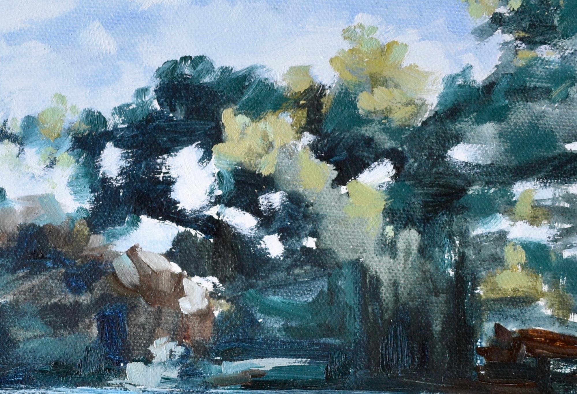Lily Pond at Brookgreen Gardens, peinture à l'huile impressionniste originale d'un paysage - Painting de April Moffatt