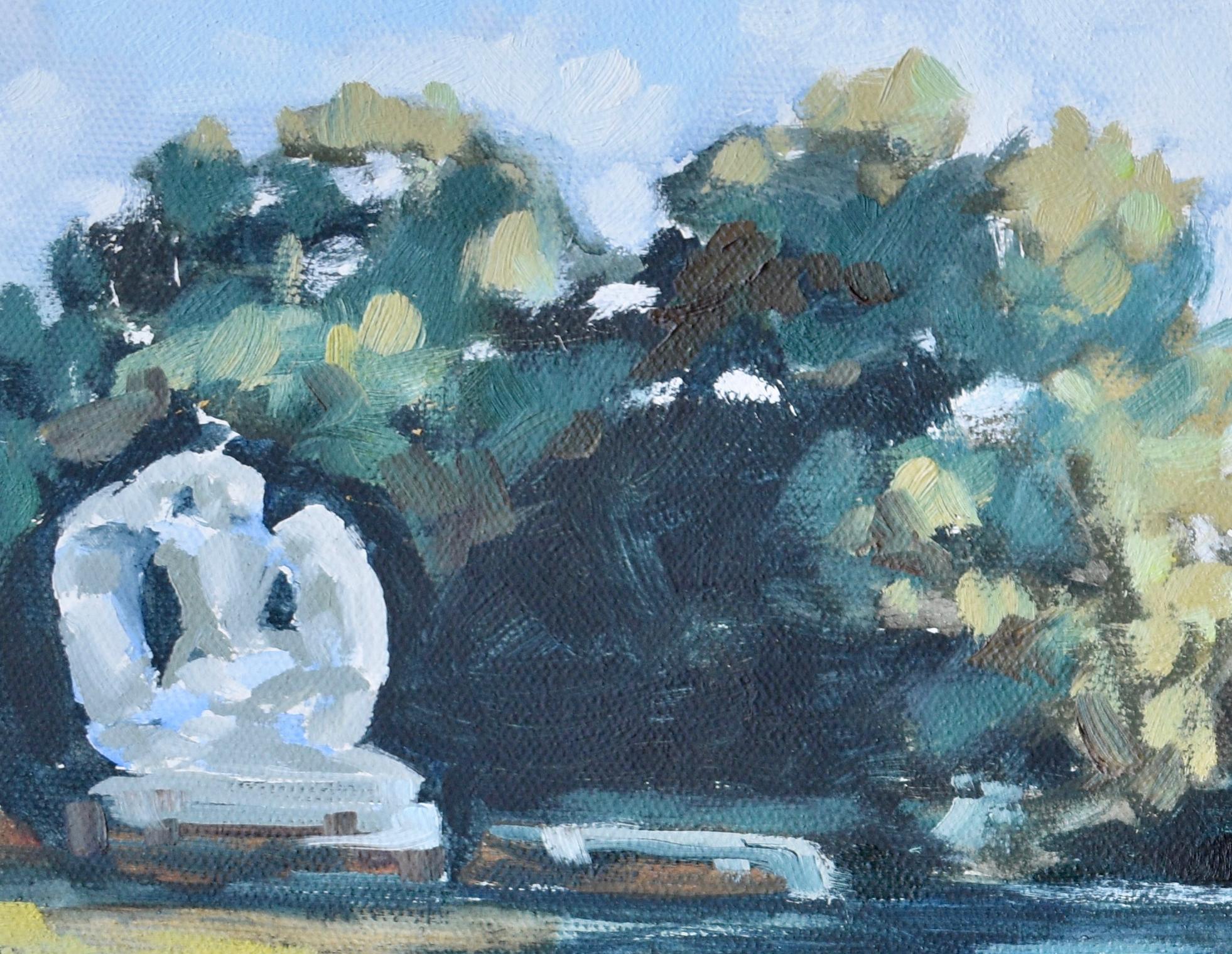 Lily Pond at Brookgreen Gardens, peinture à l'huile impressionniste originale d'un paysage - Impressionnisme abstrait Painting par April Moffatt