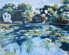 Lily Pond at Brookgreen Gardens, Original Impressionist Landscape Oil Painting