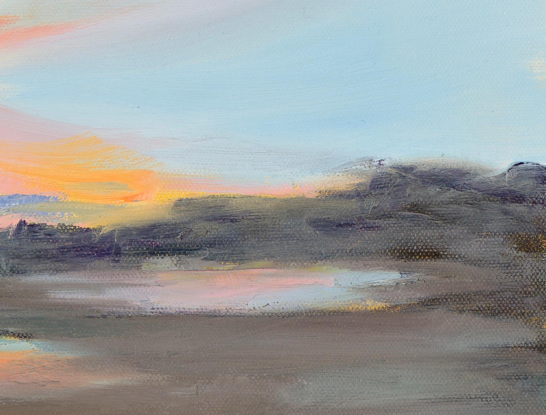 Pastel Clouds Over Folly Beach, Original Signed Contemporary Landscape Painting For Sale 1