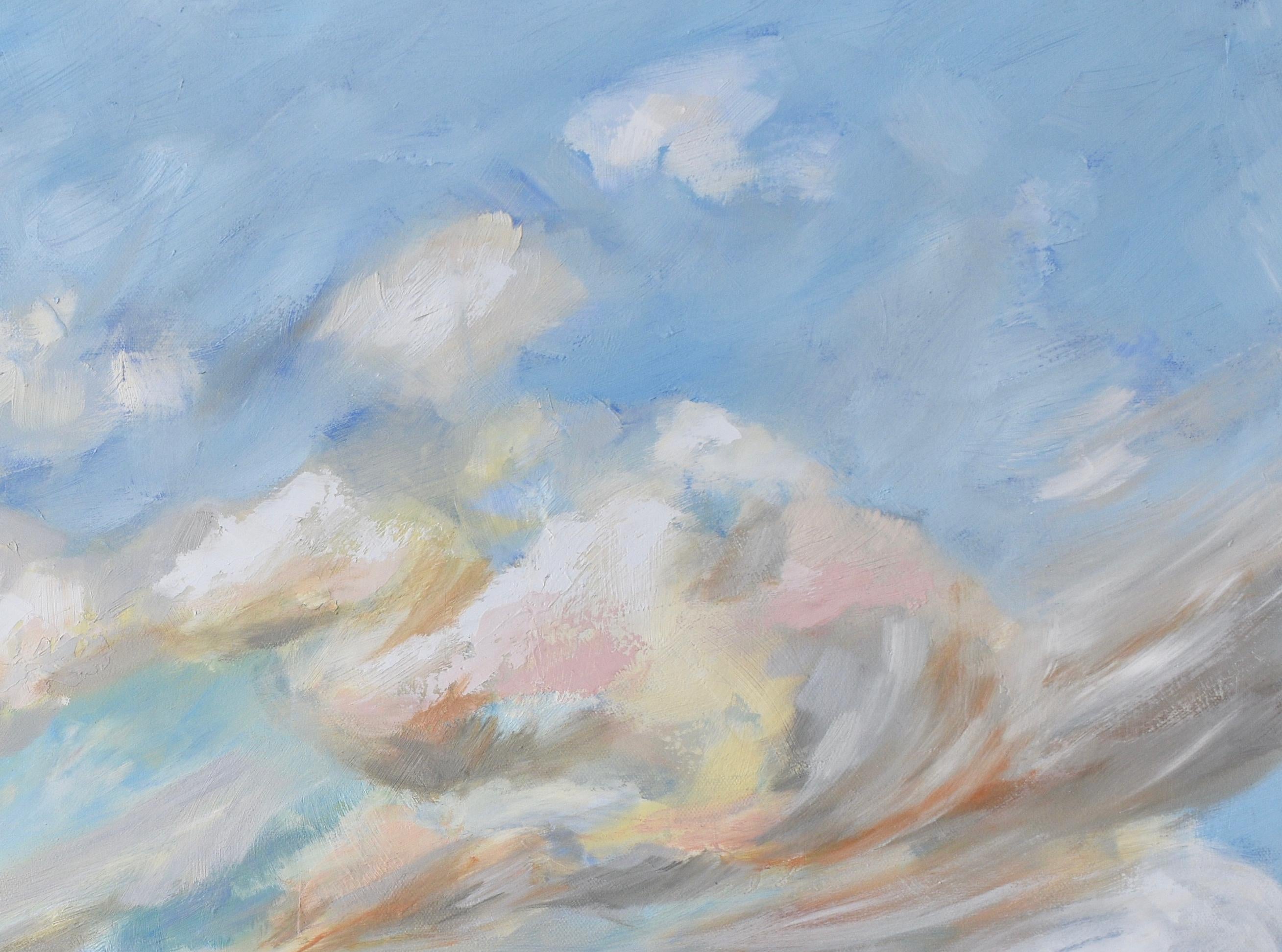 Marque d'hiver chaude, peinture de paysage impressionniste contemporaine originale signée - Impressionnisme abstrait Painting par April Moffatt