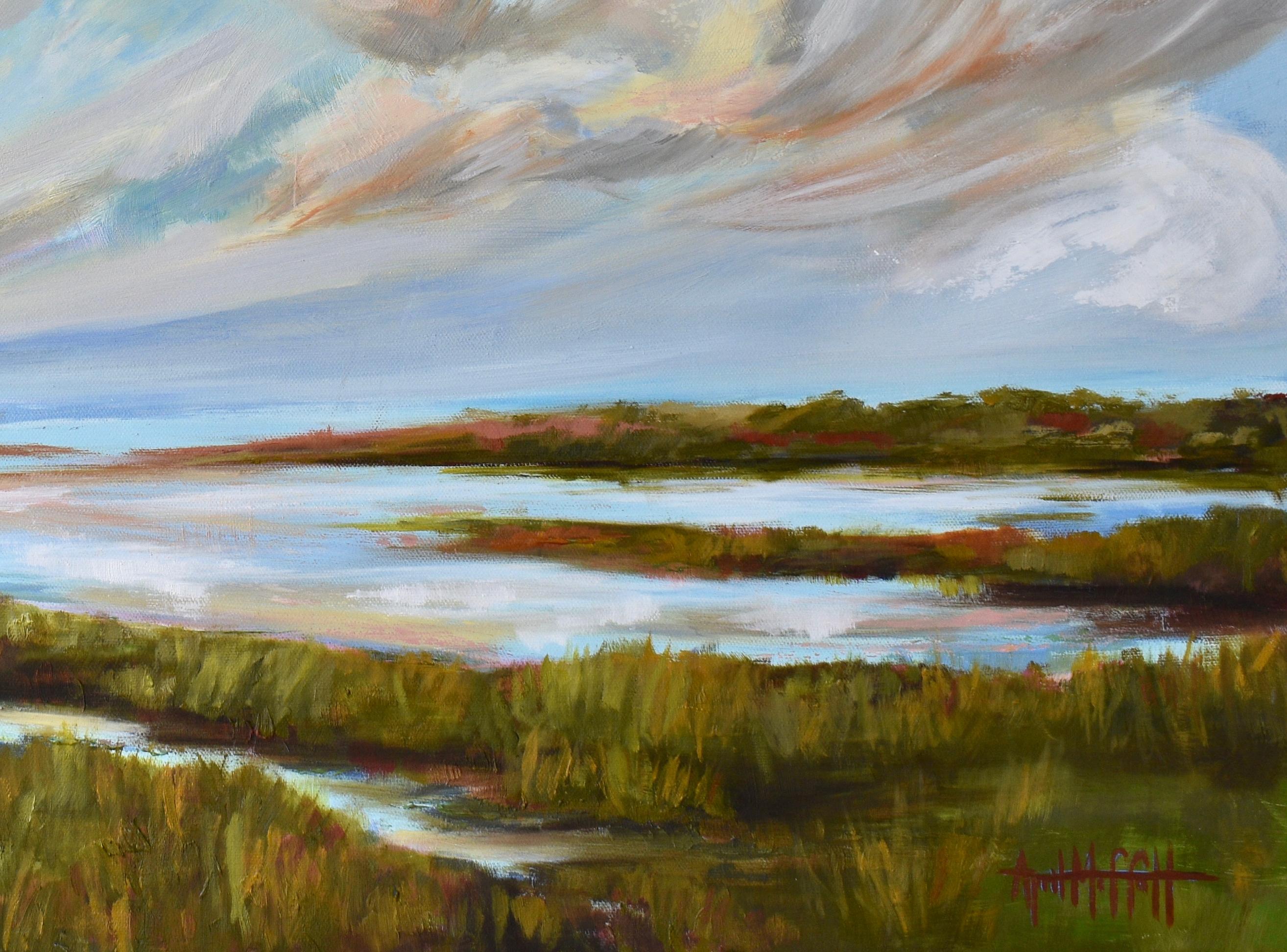 Marais d'hiver chaud, peinture originale impressionniste de paysage, 2022
24