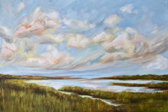 Warm Winter Marsh, Original Signed Contemporary Impressionist Landscape Painting