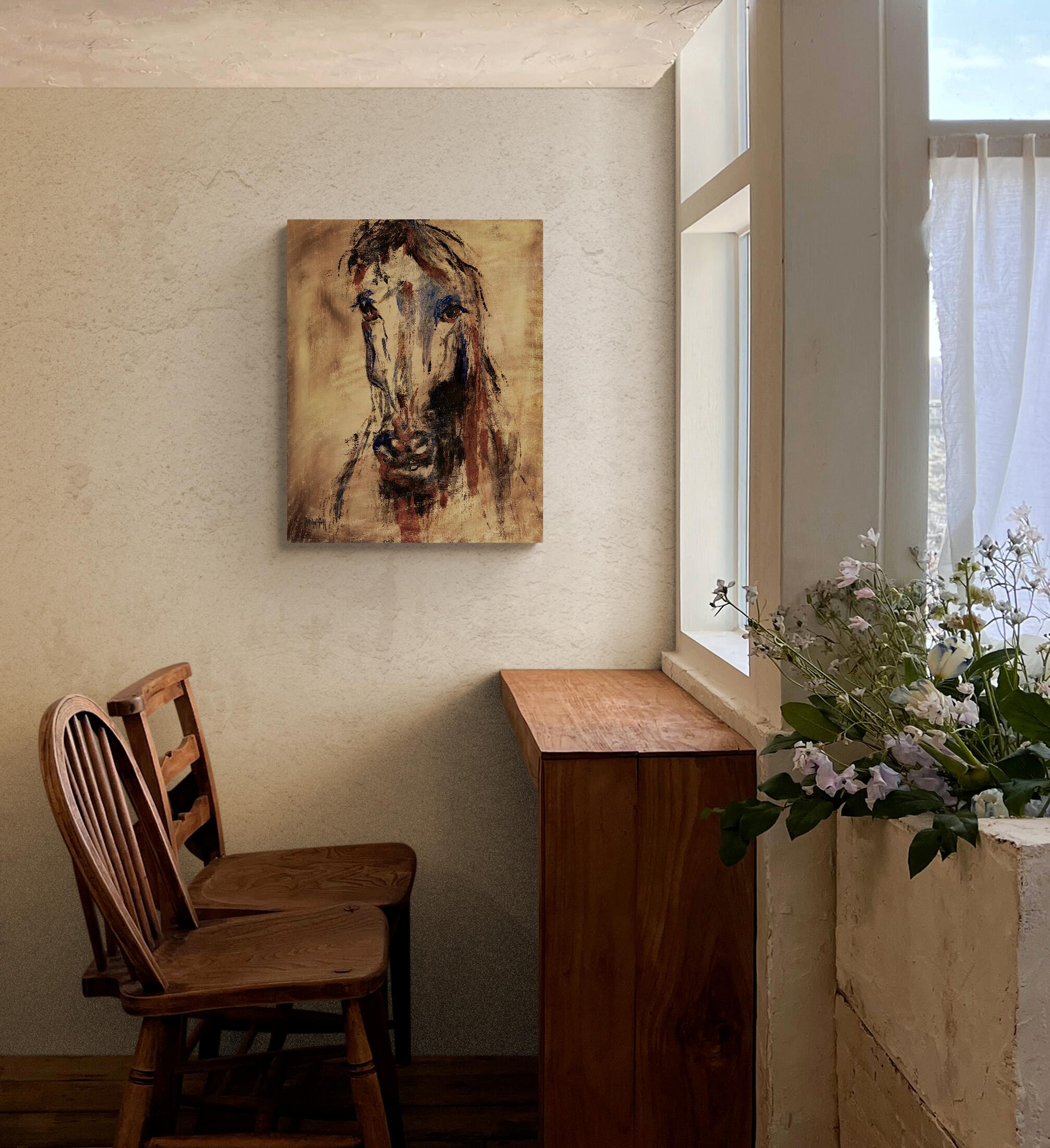 Wild Beauty, Original Signed Contemporary Farmhouse Equestrian Painting For Sale 3